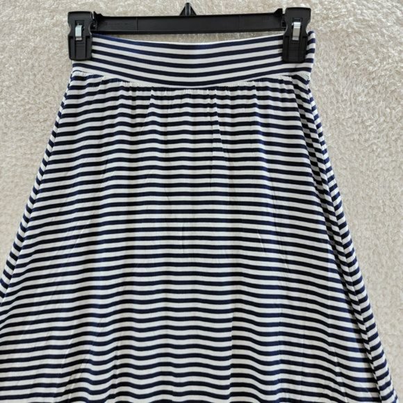 Cat & Jack Maxi Flare Skirt L Navy Blue/White Stripe Elastic Waist Pull On - Picture 2 of 10